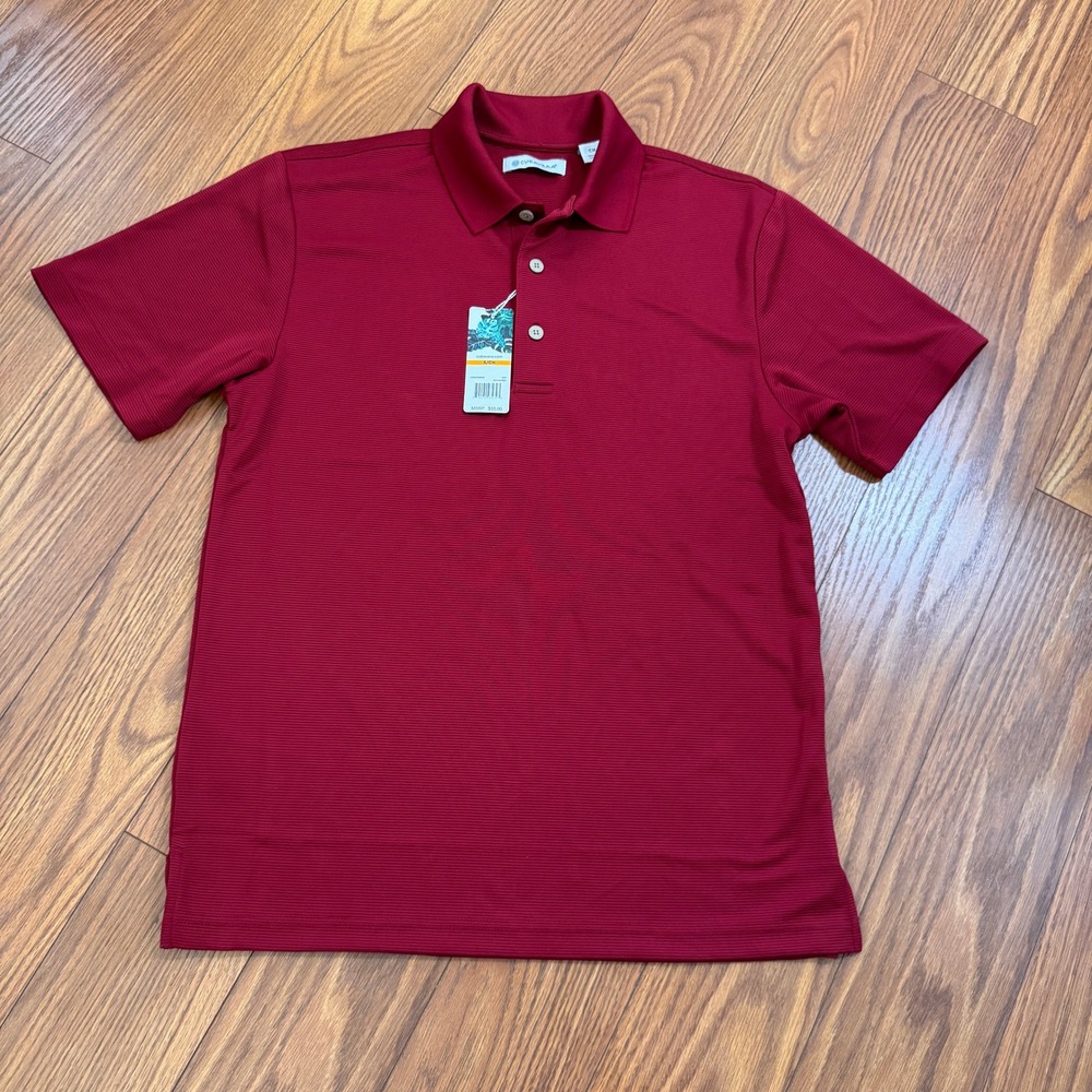 Cubavera Mens Biking Red Textured Ribbed Short Sleeve Polo Shirt CDSK0166OF S